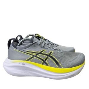 ASICS Gel-Nimbus 27 Mens 9.5 Grey Yellow 1011B858 Running Shoes Max Cushion